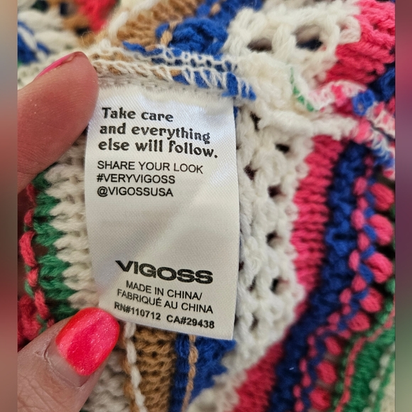 Vigoss crocheted sweater cardigan top M - Picture 5 of 11